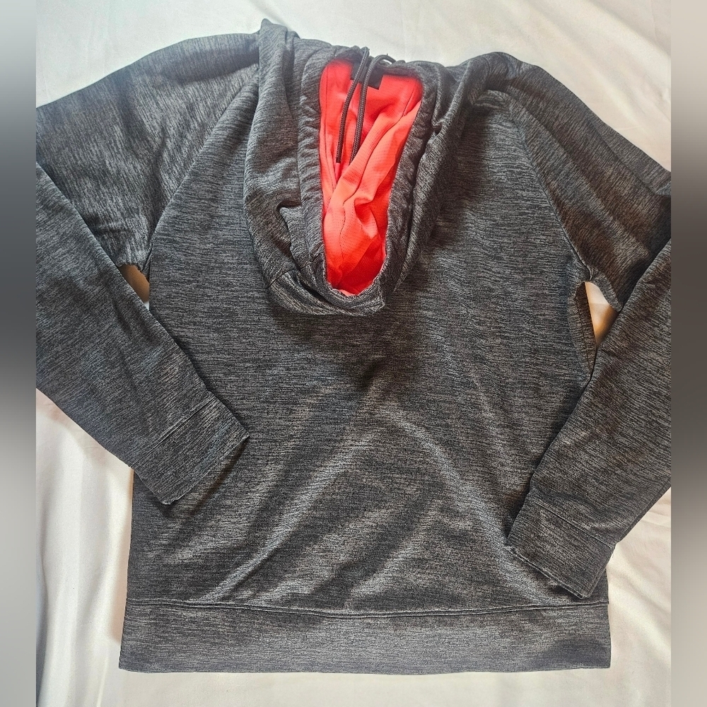 Russell Mens Gray & Red Long Sleeve Front Pocket Pullover Hoodie Size Med 38/40 - Picture 11 of 11
